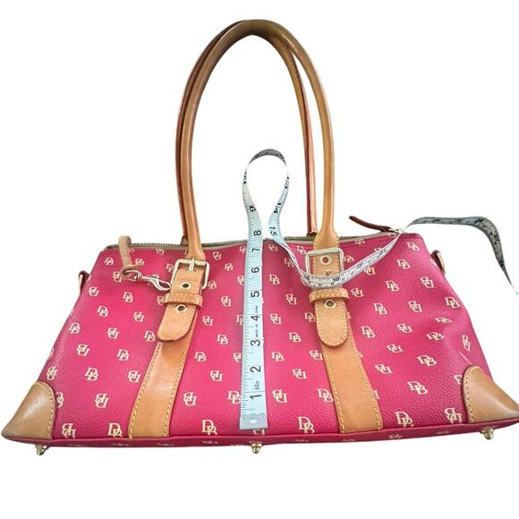 Vintage | Dooney & Bourke | Red Monogrammed Logo Signature Satchel Handbag - Picture 14 of 15